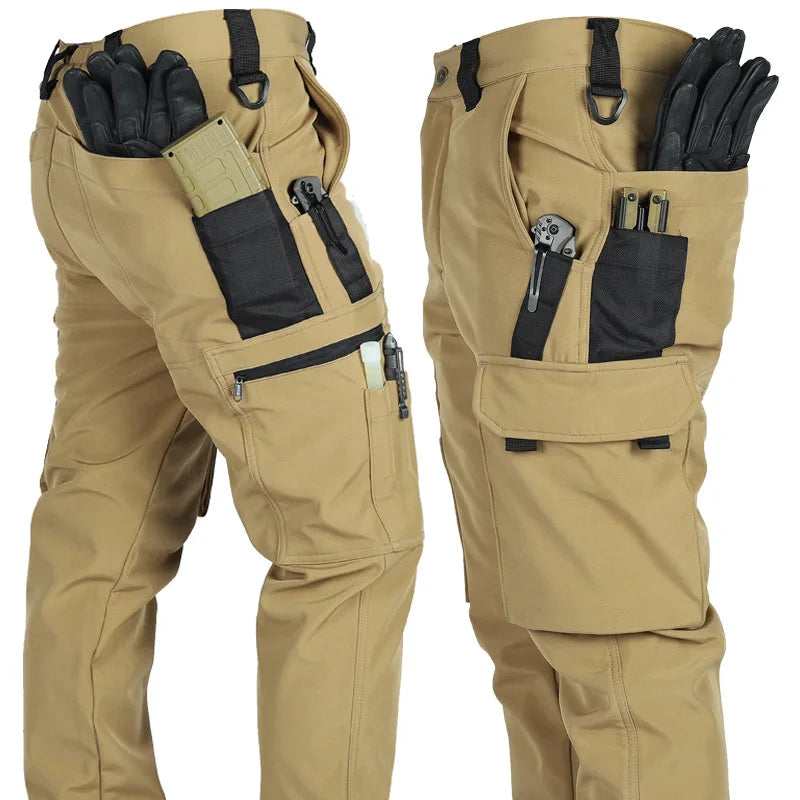 Herren Taktische Fleece Softshell Cargohose Multipocket Outdoor Wandern Sport Militär Warm Herbst Winter Arbeit – Premium Tactical Hose Allrounder | Outdoor Mode Premium Herren