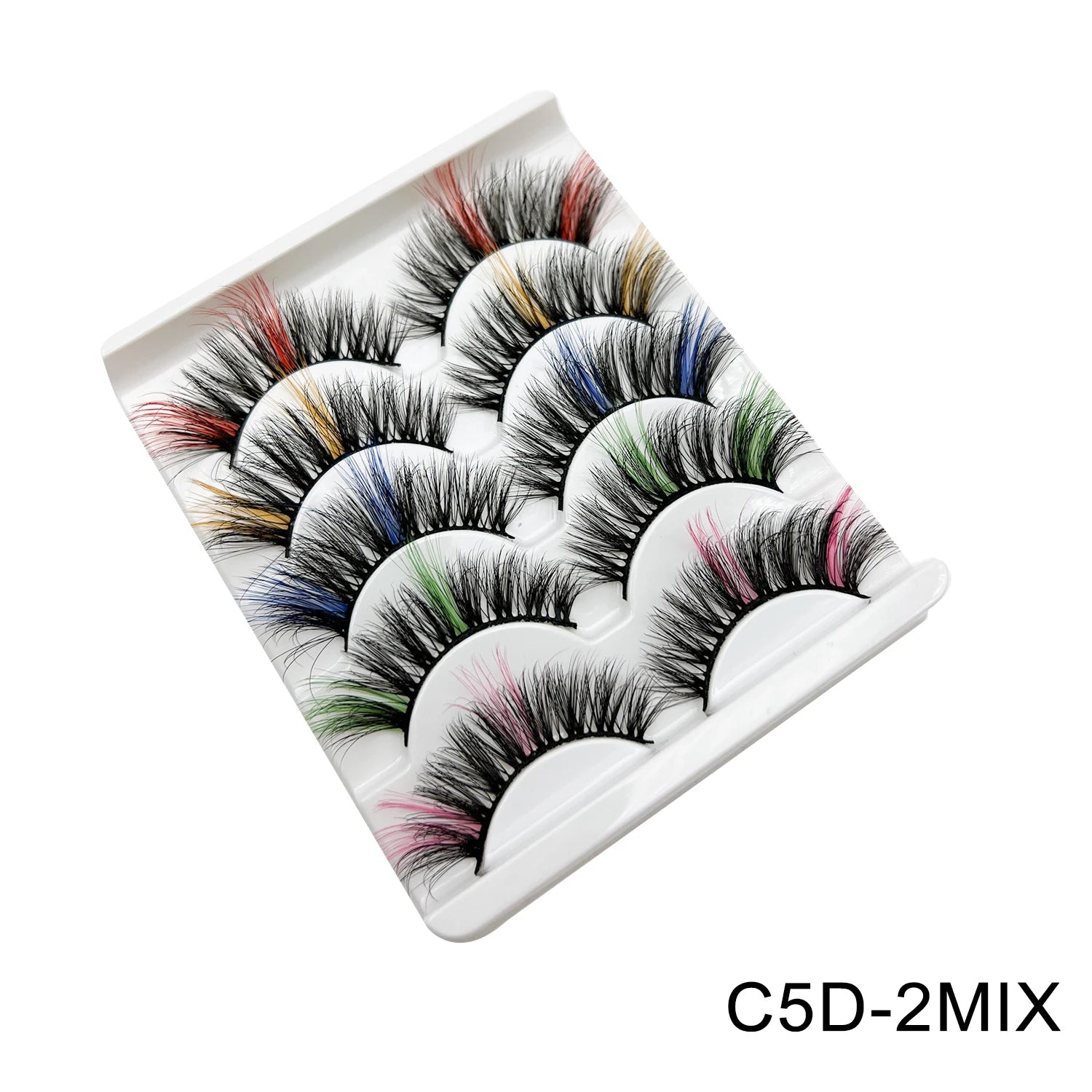 Faux Cils 3D Mink Colorés – Lot 5 Paires Fluffy | Rose, Bleu, Rouge | Maquillage Festif