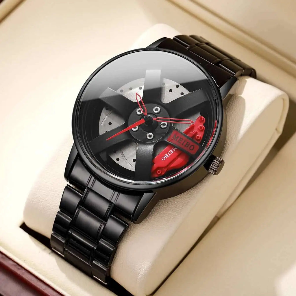 Montre Homme Sport Roue 3D Auto – Bracelet Acier Inoxydable Business Fashion