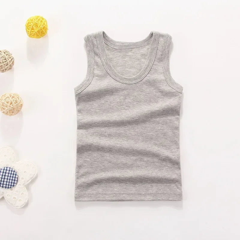 Débardeur Enfant Coton Couleur Unie – T-Shirt Sans Manches Sport Été Garçon Fille Casual