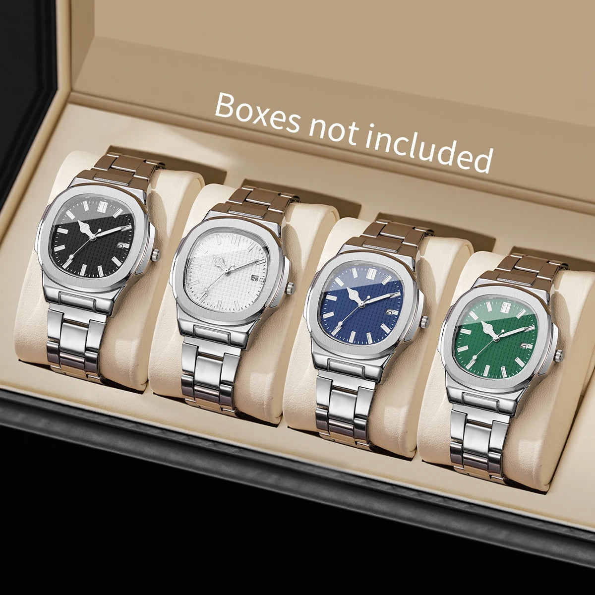 Lot 2 ou 4 Montres Homme Business Quartz Carré Calendrier – Set Fashion Casual Sans Boîte