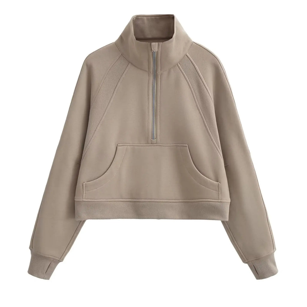 Sweat Femme Oversize Zip Polaire – Hoodie Streetwear Chaud Casual Rose Blanc
