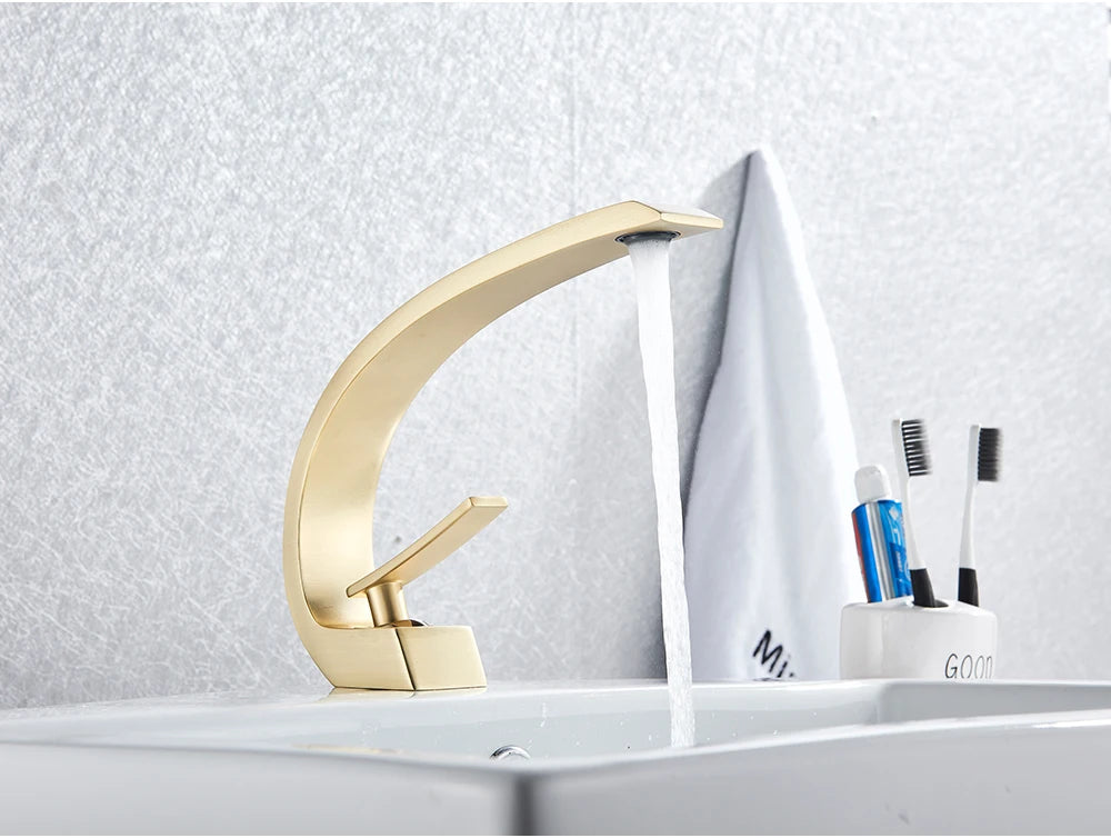 Uythner Robinet Lavabo Noir en Laiton – Mitigeur Mono-Commande 1 Trou | Eau Chaude & Froide Salle de Bain