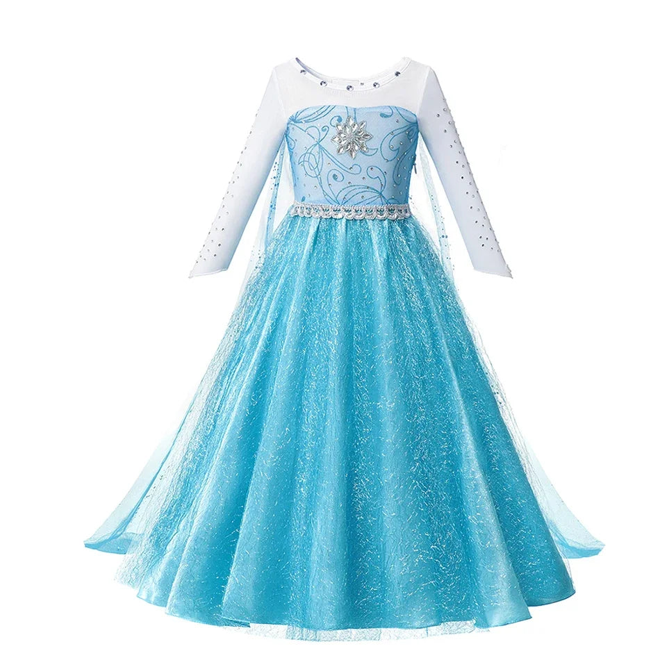 Robe Princesse Fille Déguisement Elsa Anna Ariel – Costume Carnaval Halloween Fête Cosplay Enfant