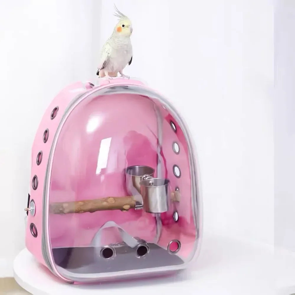 Sac Transport Perroquet & Oiseaux Backpack Acrylique – Perchoir, Mangeoire, Cage Portable | Perruche, Cocatièl & Lapin