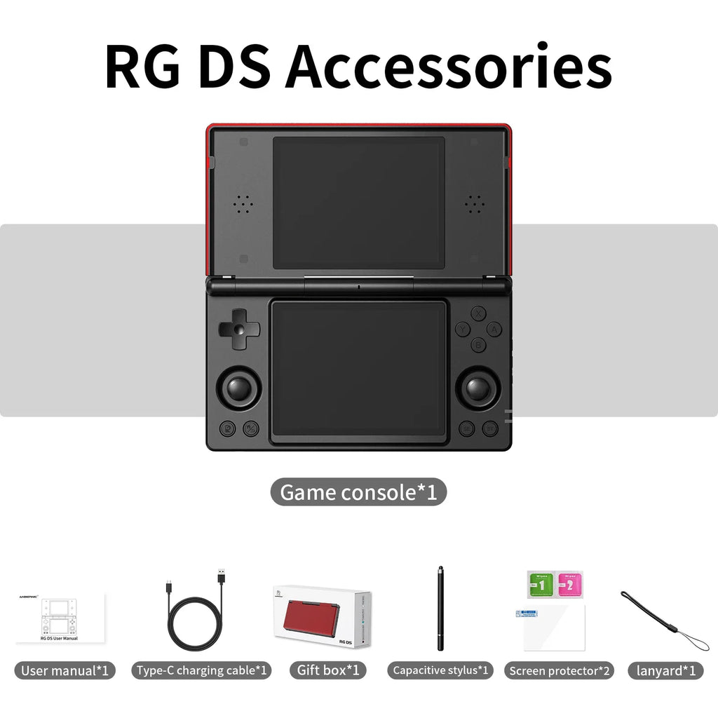 ANBERNIC RG DS Console de Jeu Flip 4'' IPS – Double Écran Multi-Touch, Android 14, WiFi Streaming & IA | PS2 & Rétro