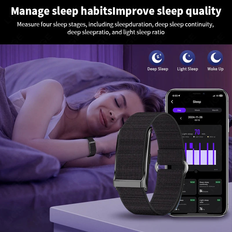 Bracelet Connecté Sport & Santé – Suivi Continu 24h/24 | Sommeil, Stress & Multi-Sport | Monitoring Santé Automatique