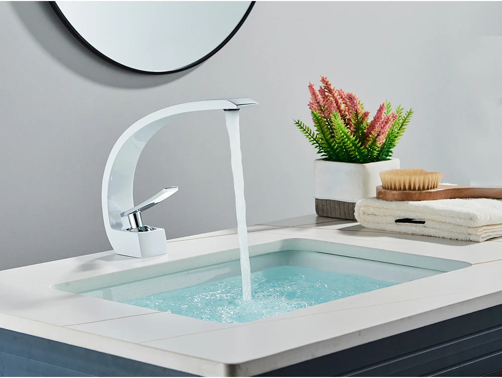 Uythner Robinet Lavabo Noir en Laiton – Mitigeur Mono-Commande 1 Trou | Eau Chaude & Froide Salle de Bain