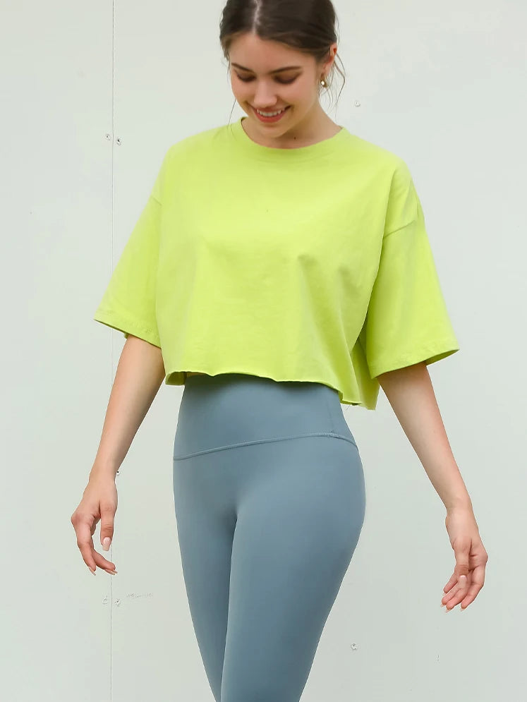 Top Sport Femme Y2K Manches Courtes – Yoga, Danse & Fitness | Coupe Ample Tendance | T-Shirt Sportif Polyvalent Été