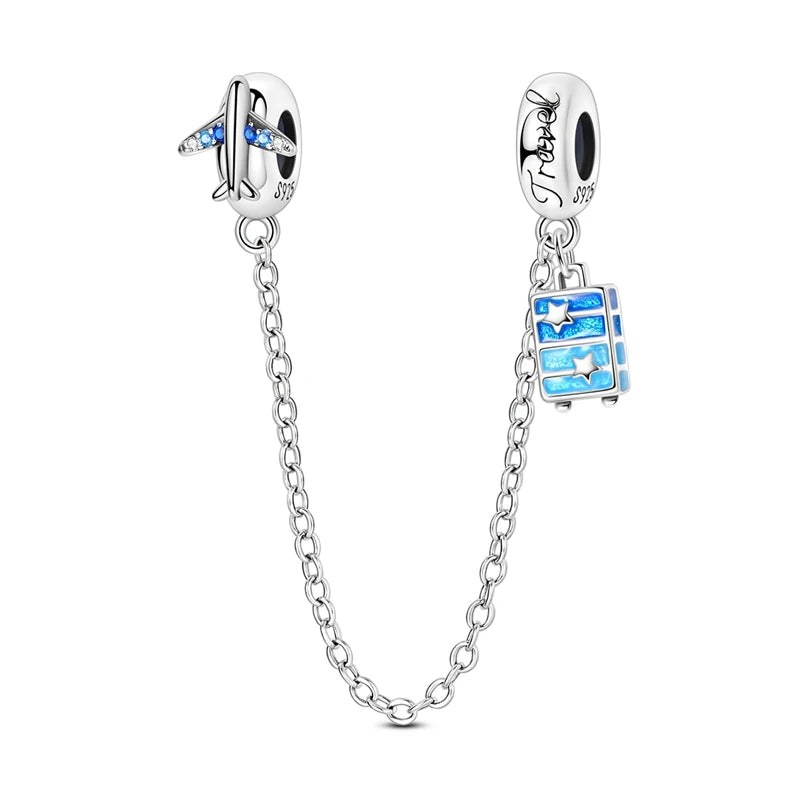 Charm Perle Argent 925 DIY — Avion Tour Appareil Photo Bracelet Collier Femme