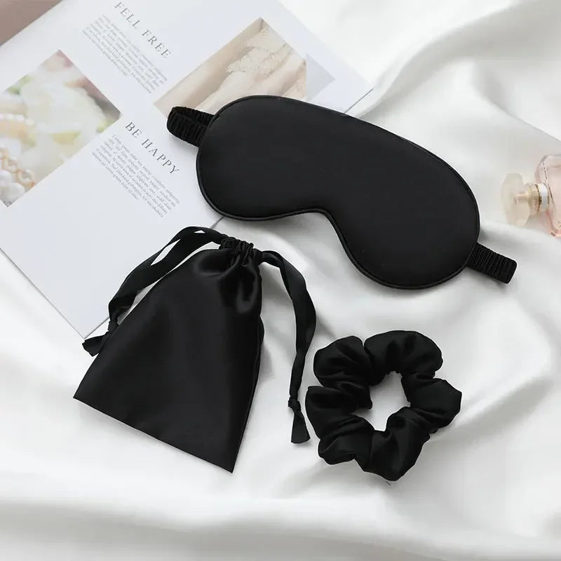 Lot 3 Masques Yeux Soie Nuit Femme – Cache-Œil Soyeux Anti-Lumière | Sommeil, Voyage & Repos | Soin Nuit Peau & Yeux