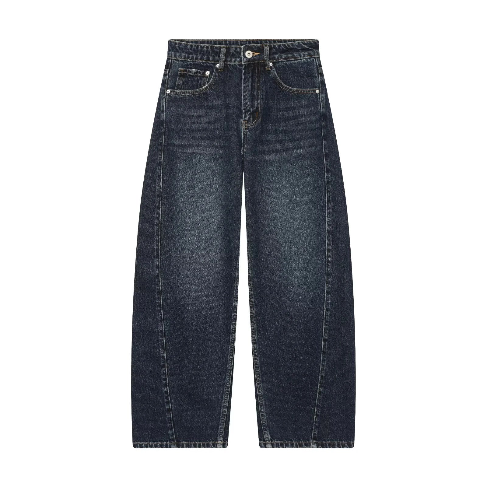 Jean Femme Taille Mi-Haute Coupe Ballon Style Américain – Loose Fit Denim Chic | Hiver 2025