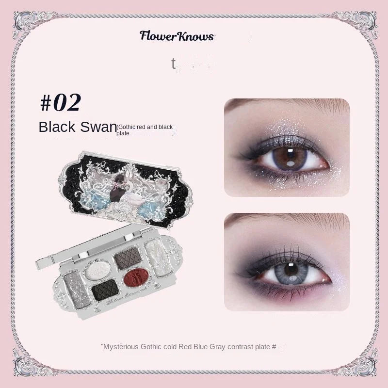 Palette Fards à Paupières Flower Knows Swan Ballet – 6 Teintes Mat, Shimmer & Nacré | Glitter