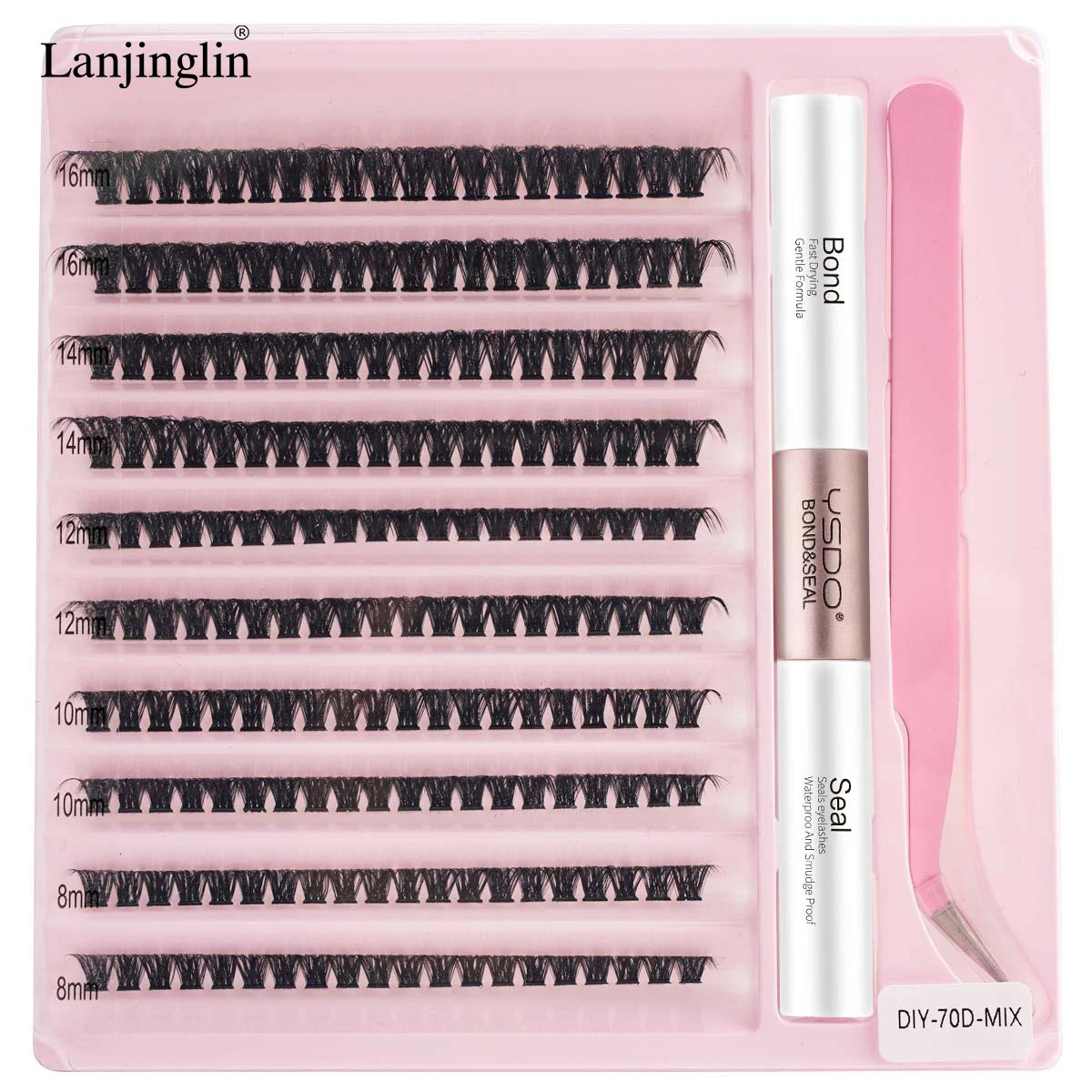 Kit Extension Cils DIY 160-200 Pcs – Cils Individuels Cluster avec Colle & Scellant | Faux Cils Maquillage