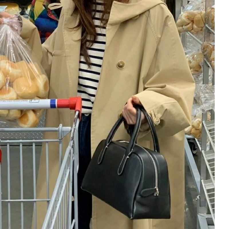 Coupe-Vent Femme À Capuche Loose Doublé Manches Longues – Veste Trench Casual Chic Printemps Automne | Mode Tendance
