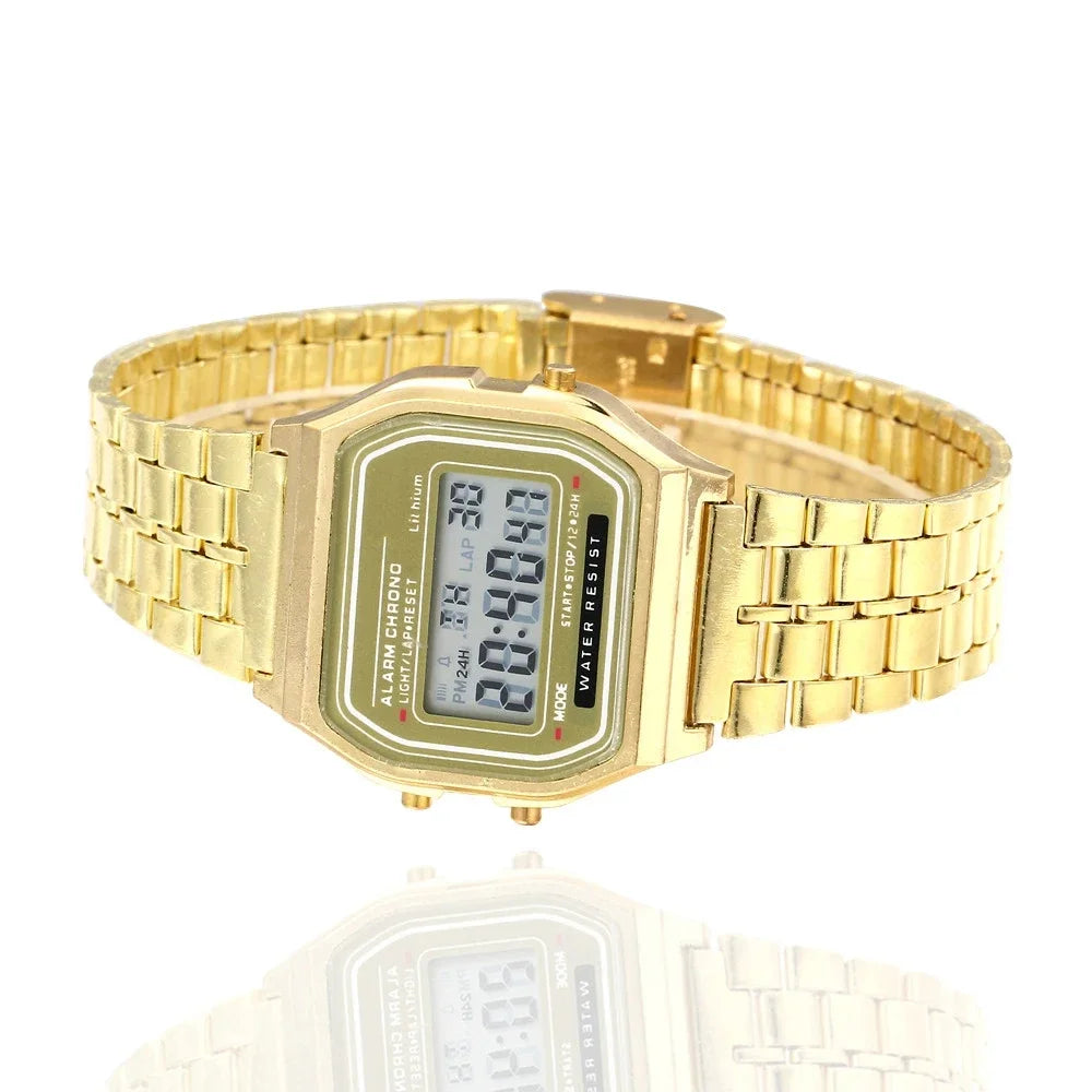 Montre Unisexe Digital LED Or Sport 2025 – Bracelet Électronique Étanche Homme Femme