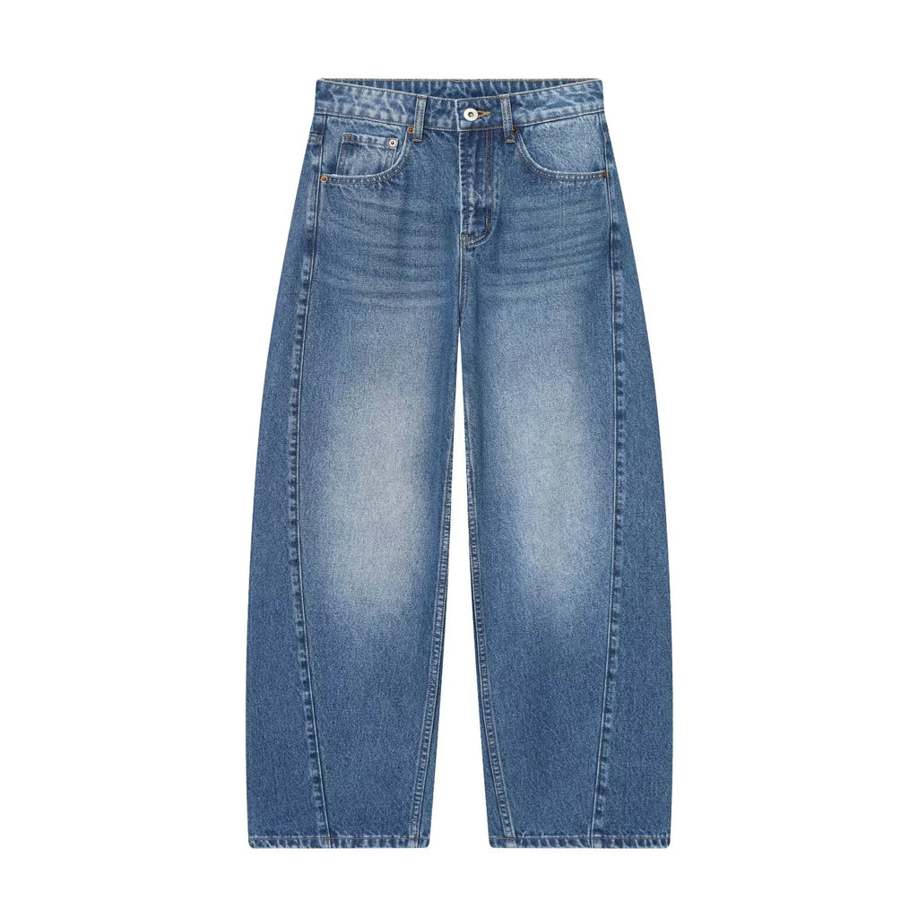 Jean Femme Taille Mi-Haute Coupe Ballon Style Américain – Loose Fit Denim Chic | Hiver 2025