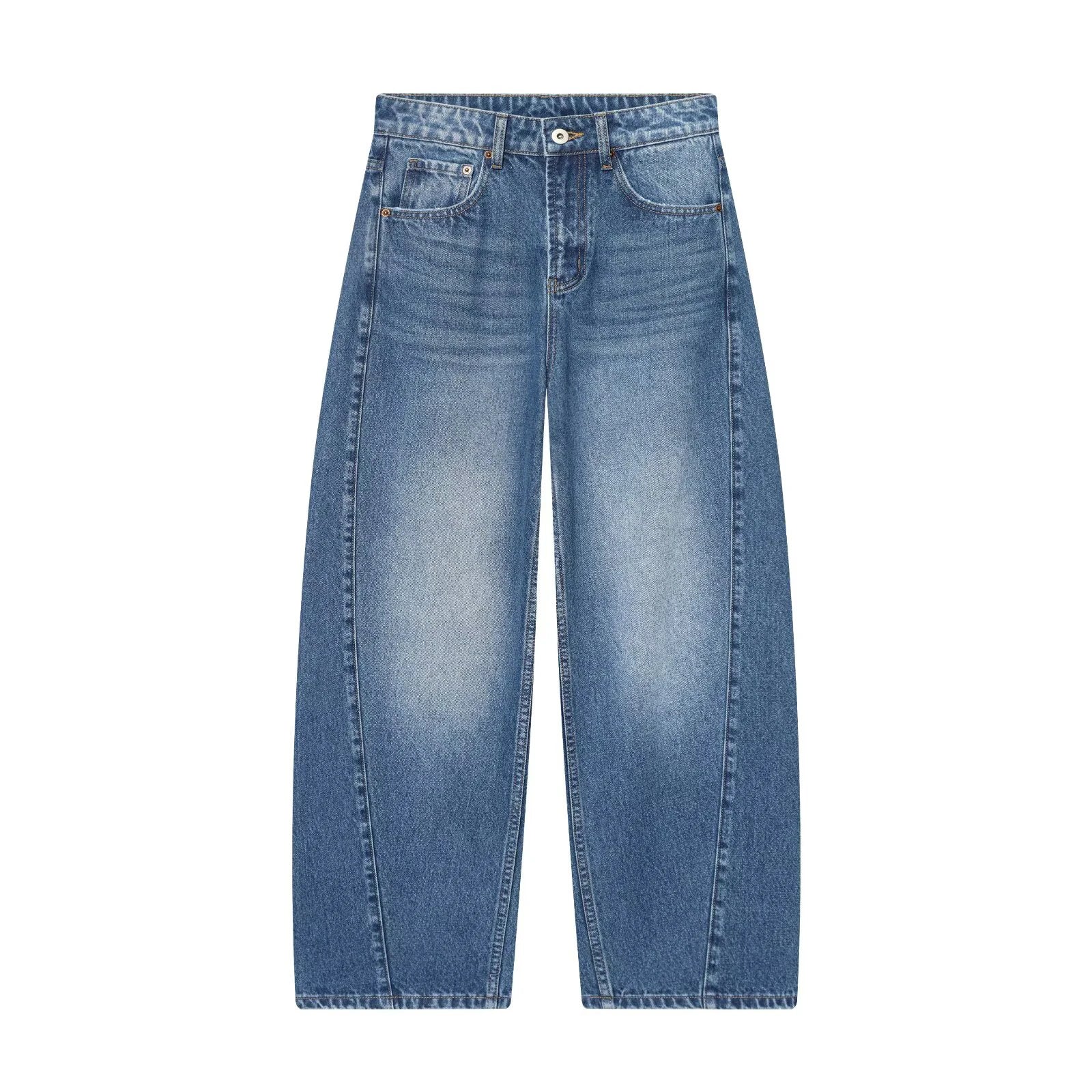 Jean Femme Taille Mi-Haute Coupe Ballon Style Américain – Loose Fit Denim Chic | Hiver 2025