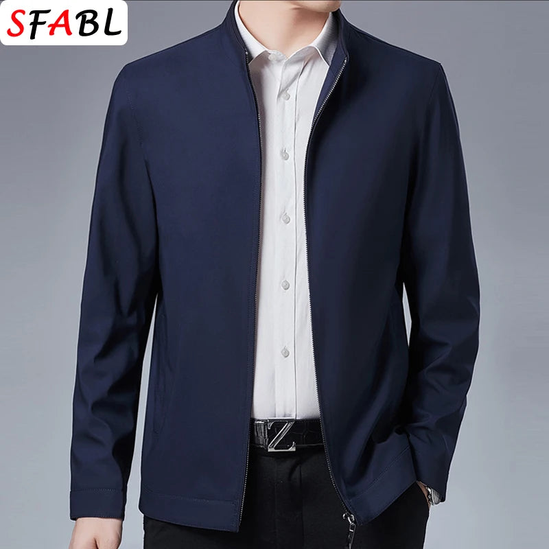 Blazer Homme Luxe Business Casual Zippé Uni Qualité Premium Bureau Manteau Printemps Automne Grande Taille 3XL – Veste Élégante Mode | Mode Homme Premium