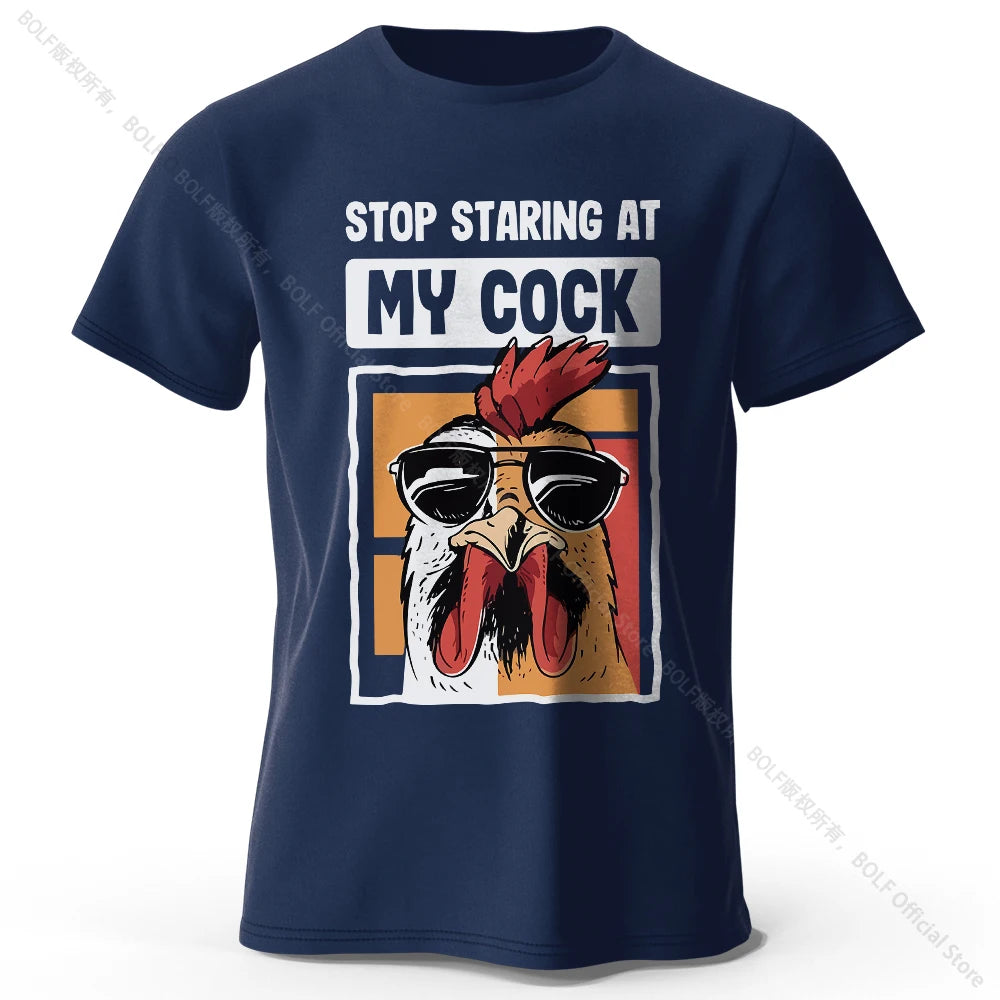 T-Shirt Humour Coq Imprimé Drôle 100% Coton Oversized Unisexe Homme Femme Été – Tee Graphique Funny Casual Streetwear | Mode Unisexe Tendance