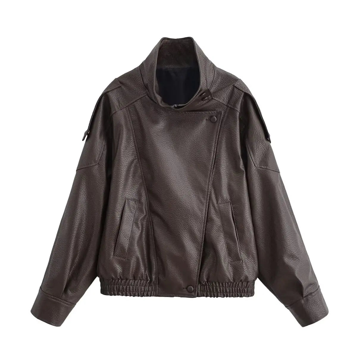 Veste Femme Asymétrique Noire Manches Longues Poches Zippée Ample – Style Mode High Street | Automne | HH