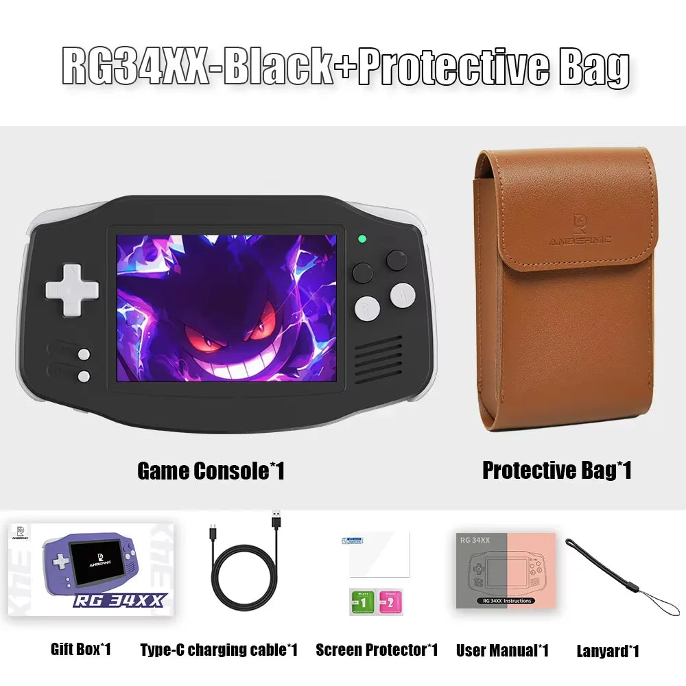 ANBERNIC RG34XX Console de Jeu Portable Rétro – Écran IPS 3.4'' HD | Linux, WiFi, Bluetooth, PSP