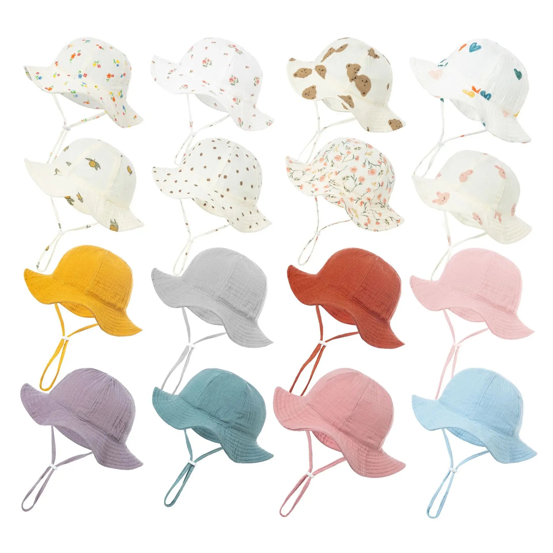 Bob Bébé Coton Imprimé Anti-UV Unisexe – Chapeau Panama Plage Pêche Outdoor Garçon Fille 3-12 Mois
