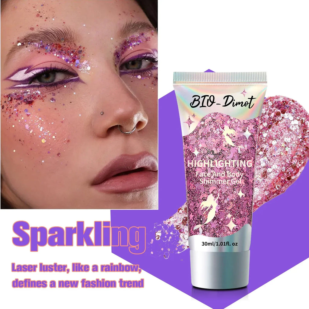 Gel Pailleté BIO-Dimot 30g – Visage, Corps, Ongles & Cheveux | Fête & Maquillage Artistique