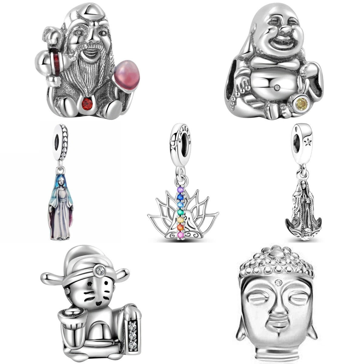 Charm Argent 925 Bouddha Dieu de la Richesse – Perle DIY Pendentif Bracelet Bijou Fashion