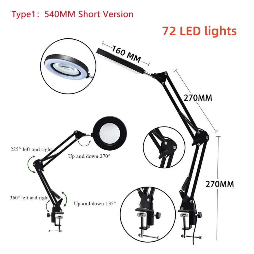 Loupe Lumineuse 72 LED USB 8X/10X – 3 Couleurs LED | Soin Beauté, Esthétique & Atelier | Lampe Loupe Professionnelle