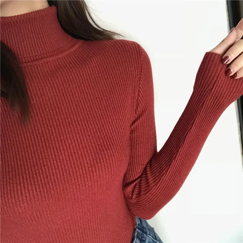 Damen Rollkragenpullover, weicher Strick – Unifarbener Basic-Kaschmirpullover | Herbst Winter Casual