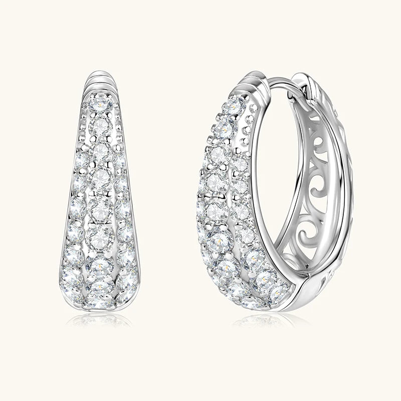 Moissanit-Kreolen, mikro-gepflastert, 925er Silber – Diamantglanz Luxus | Schmuck für Hochzeit, Abend & Premium Geschenk | Unisex Herren & Damen