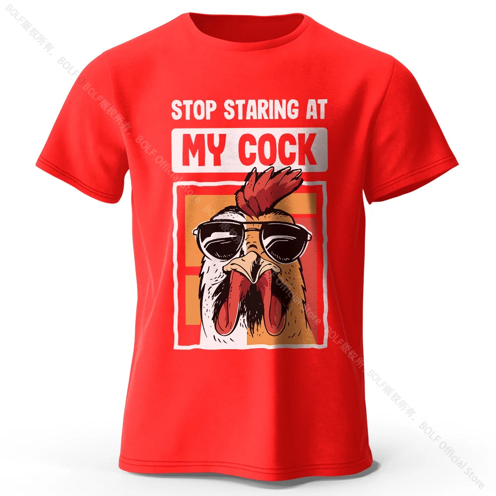 T-Shirt Humour Coq Imprimé Drôle 100% Coton Oversized Unisexe Homme Femme Été – Tee Graphique Funny Casual Streetwear | Mode Unisexe Tendance