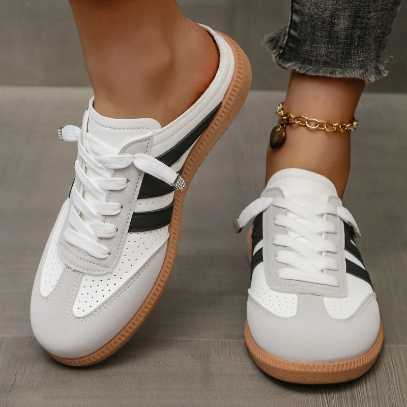 Sneakers Clogs Plateforme Baotou Femme 2025 – Bout Rond Flat Sport Casual Slip-on Été
