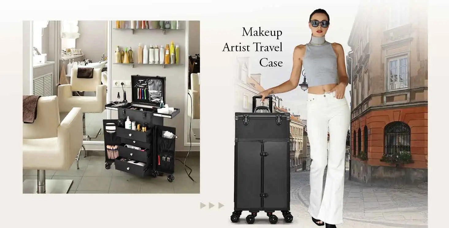 Vanity Case à Roulettes 4 Tiroirs Professionnel – Maquilleur & Coiffeur | Mallette Cosmétique Voyage