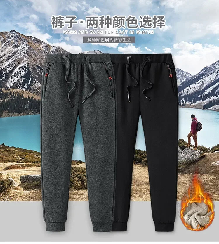 Ensemble Homme Cashmere Tracksuit Hiver – Veste + Pantalon Polaire Épaisse Capuche Chaud