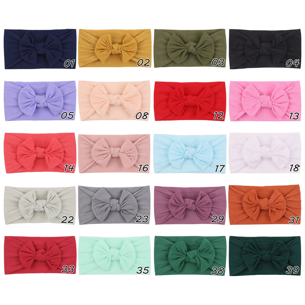 Bandeau Nœud Bébé Fille Élastique Large – Turban Headband Accessoire Cheveux 48 Couleurs
