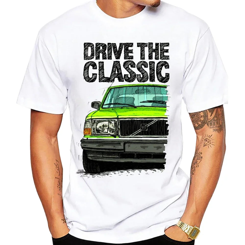 T-Shirt Homme Rétro Voiture Classic 240 Turbo Années 90 – Manches Courtes Hip Hop Casual Été | Streetwear Vintage Auto