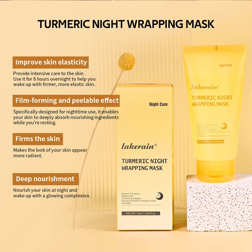 Masque Nuit Peel-Off Acide Kojique & Curcuma – Collagène Hydrolysé | Teint Éclatant & Raffermissant | Korean Skincare