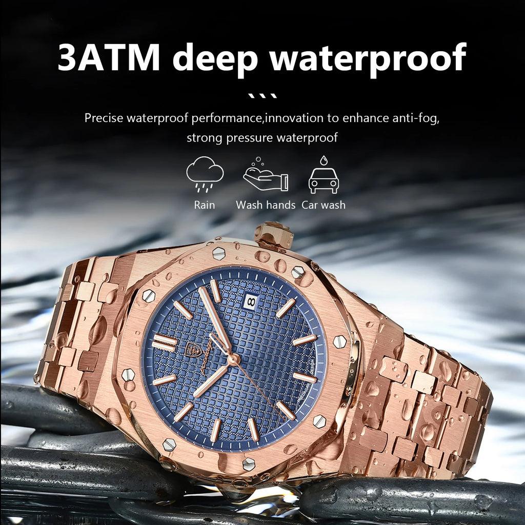 Montre Homme POEDAGAR Business Luxe Quartz – Acier Lumineux Étanche Date Fashion