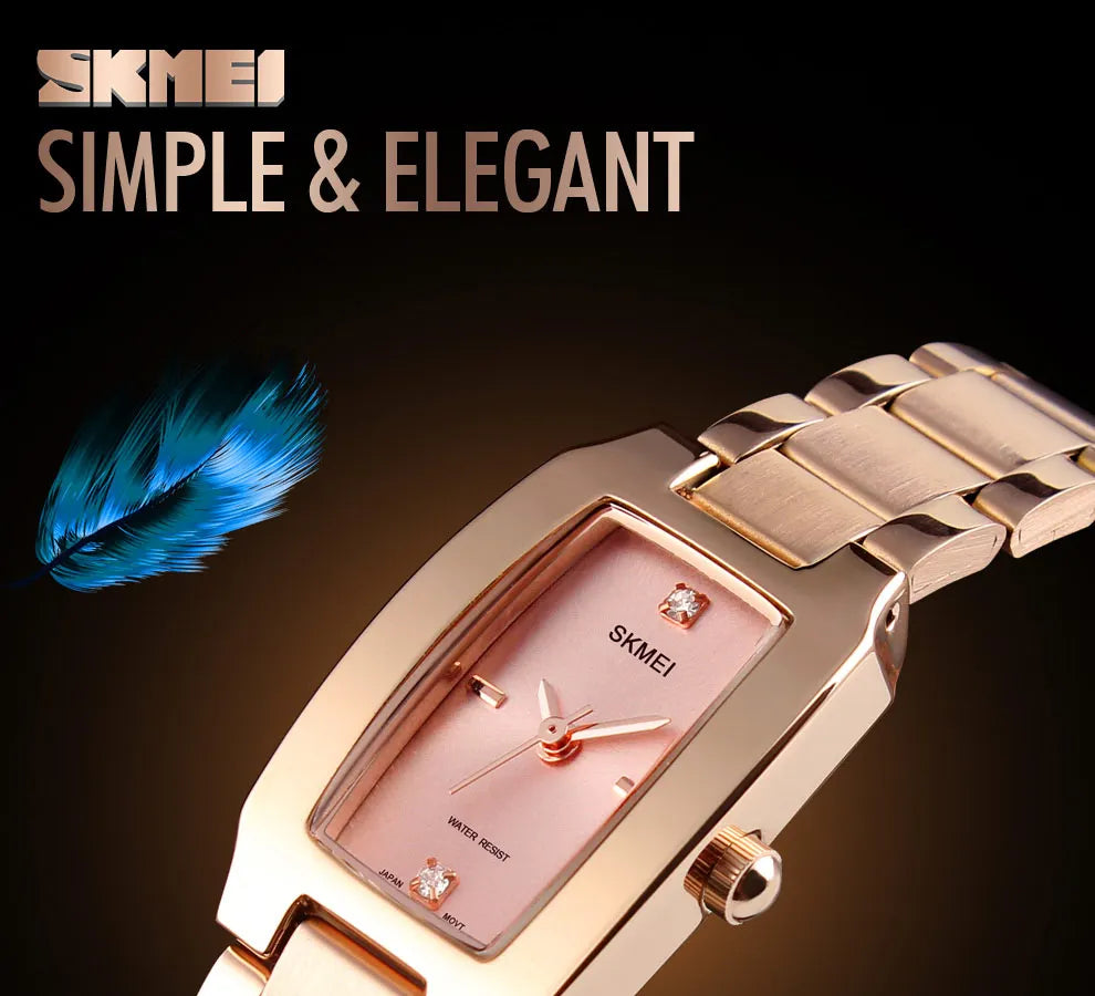 SKMEI Damen Luxusuhr Strass Silber Quarz Wasserdicht – Fein & Elegant Fashion Casual