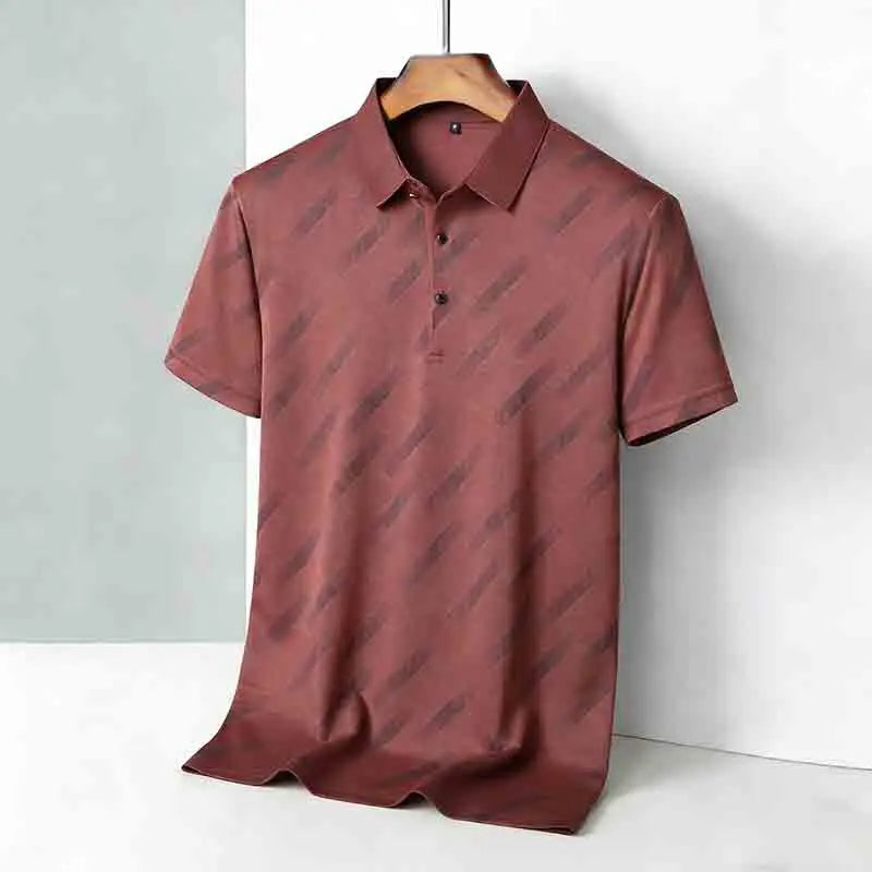 Polo für Herren, modisch, kurze Ärmel, Reverskragen, diagonale Streifen, bedruckt, lässig, Business, Golf, trendig, elegant – Premium Polo gestreift | Herrenmode Business Premium