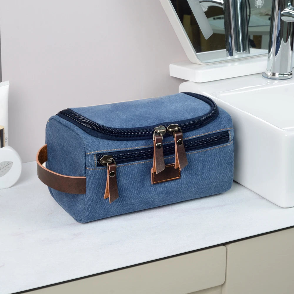 Dopp Kit Homme Voyage Canvas avec Crochet – Trousse Toilette Personnalisable | Salle de Bain