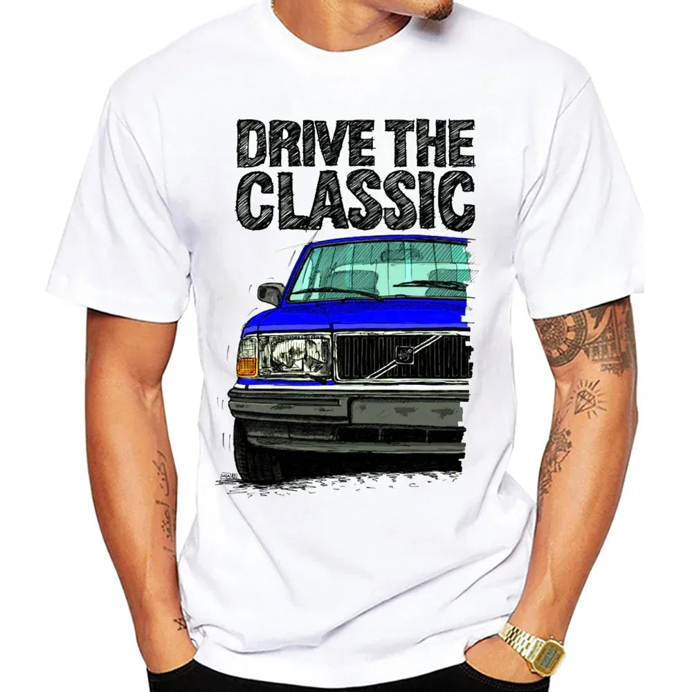 T-Shirt Homme Rétro Voiture Classic 240 Turbo Années 90 – Manches Courtes Hip Hop Casual Été | Streetwear Vintage Auto