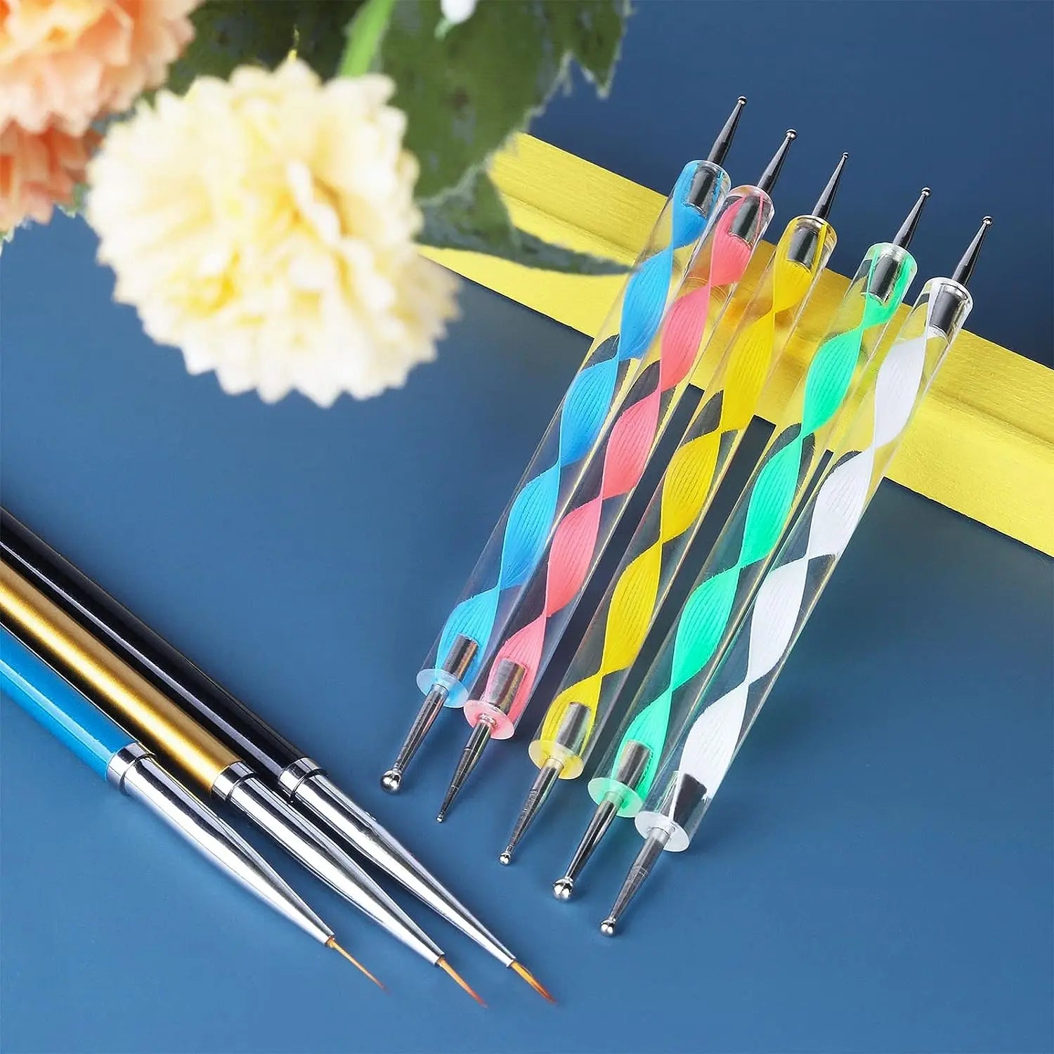 Set Pinceaux Nail Art Professionnel – Acrylique UV Gel Dessin & Dotting | Outils Manucure & Maquillage