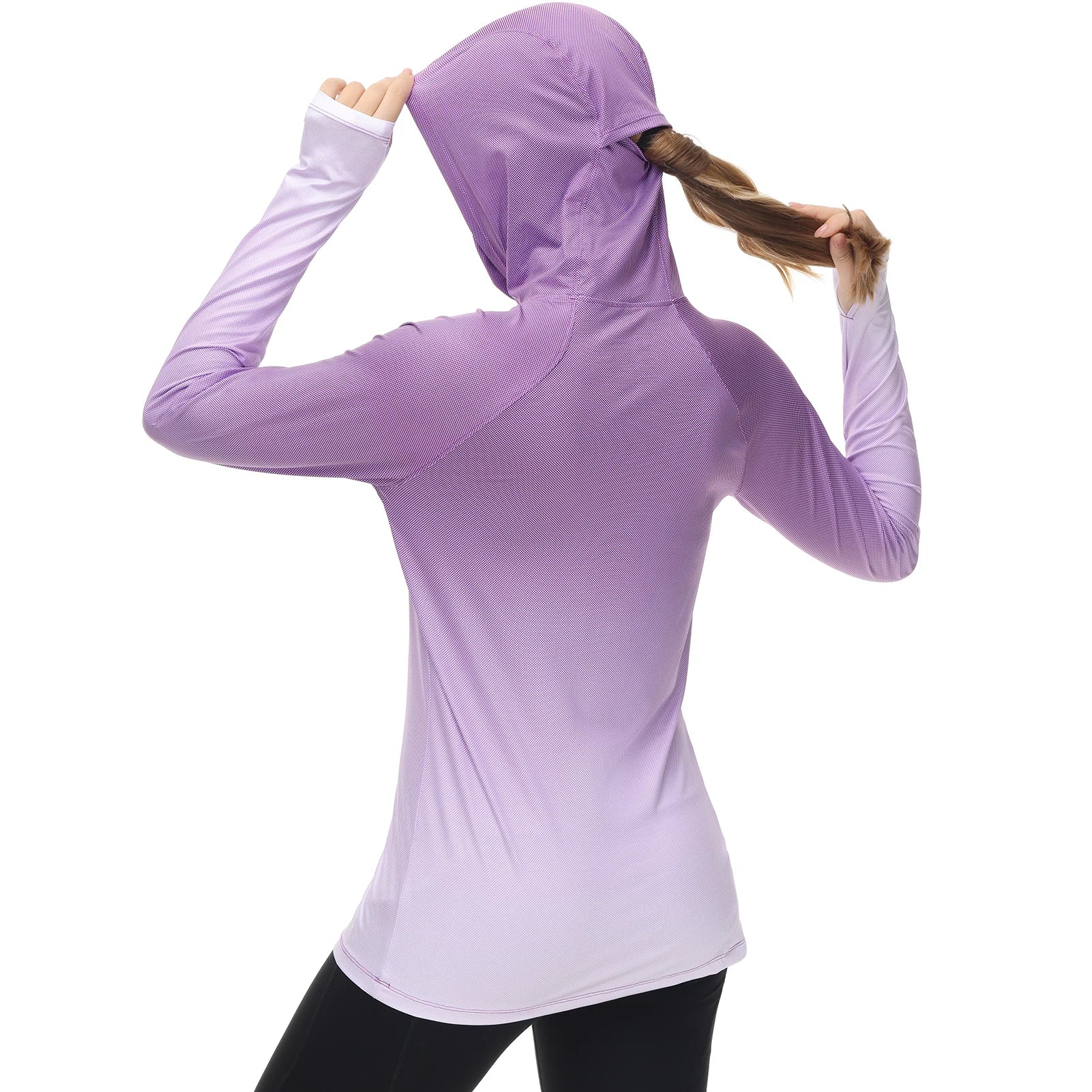 Bassdash Hoodie Anti-UV UPF 50+ Damen – Integrierte Gesichtsbedeckung & Daumenlöcher | Schnelltrocknend & Atmungsaktiv | Angeln, Wandern & Radfahren