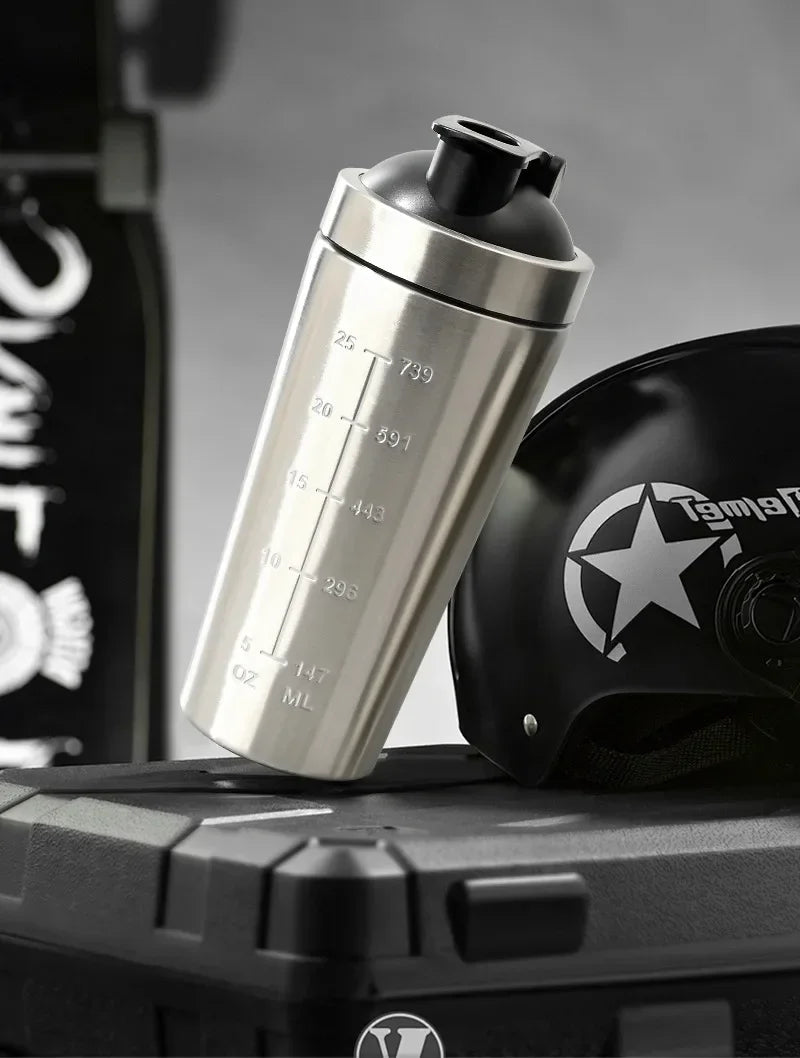 Shaker Protéiné Inox Sport Portable – Bouteille Nutrition Fitness & Musculation | Étanche & Sans BPA | Gym & Workout