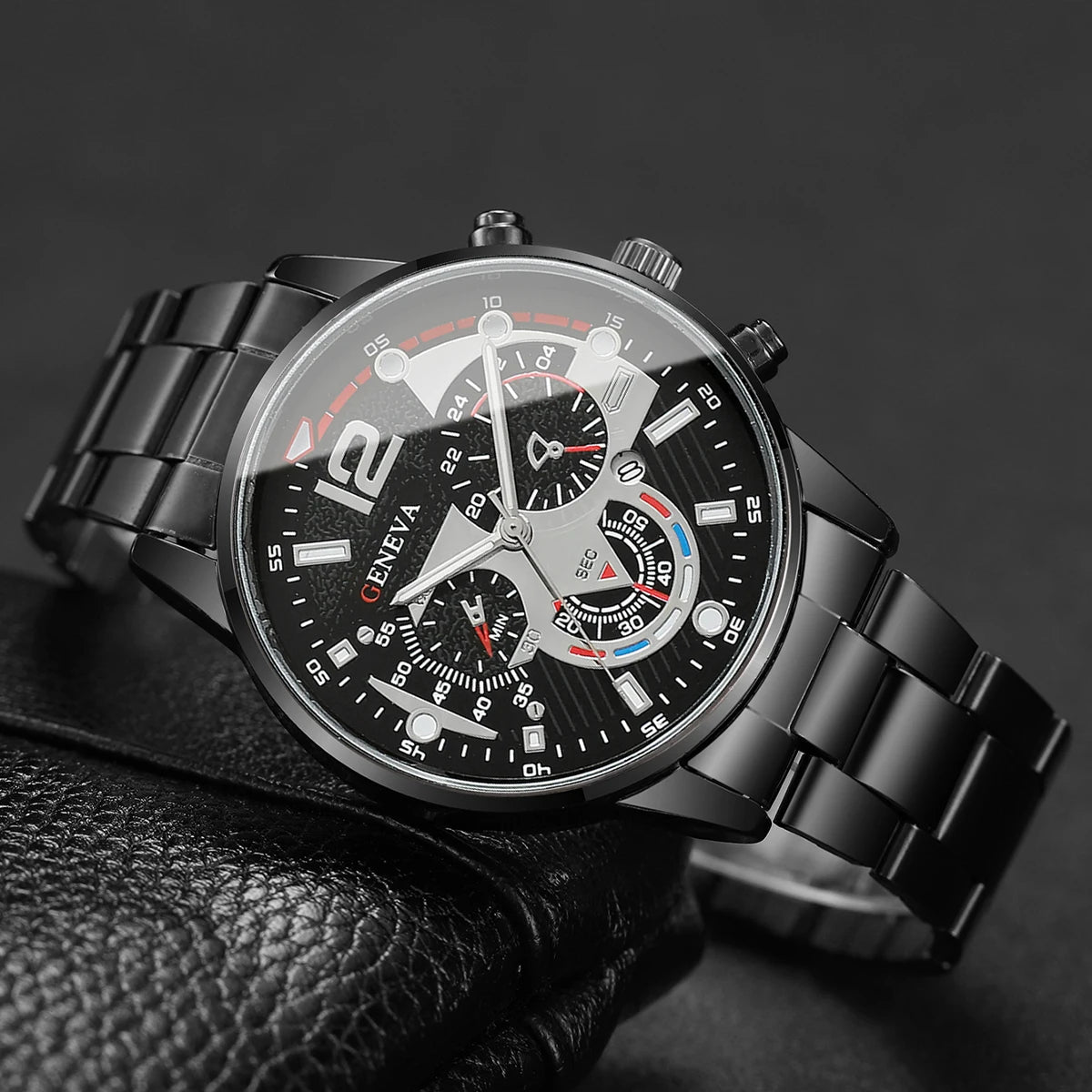 4PCS/Set Fashion Men Business Watches Casual Quartz Watch With Calendar Jewelry Set for Mens Clock Reloj Hombre（Without Box）