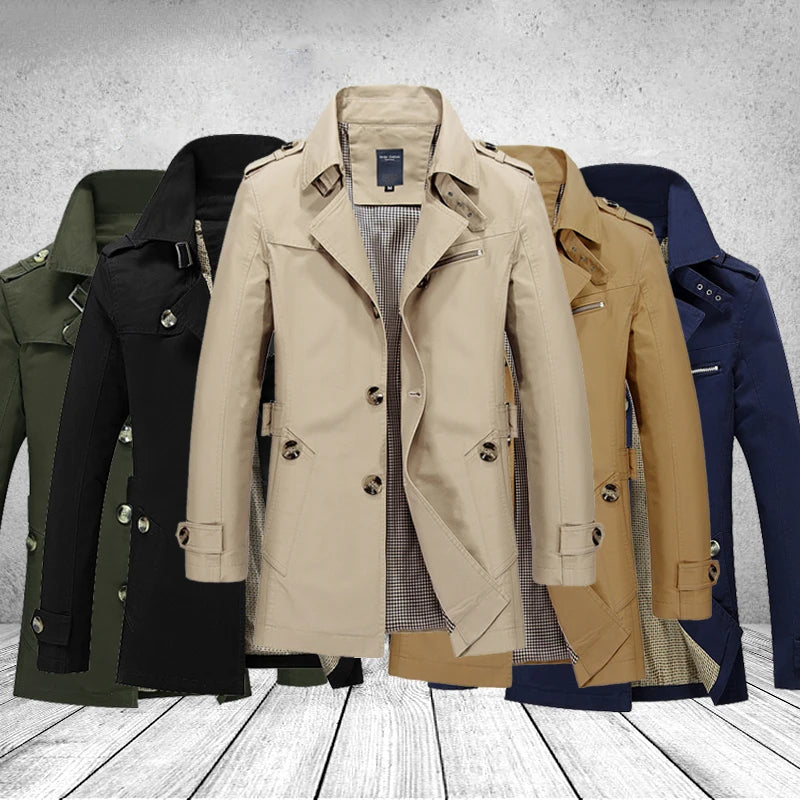 Trench Coat Homme Casual Business Coupe-Vent Simple Boutonnage Grande Taille Élégant Intemporel | Trench Premium