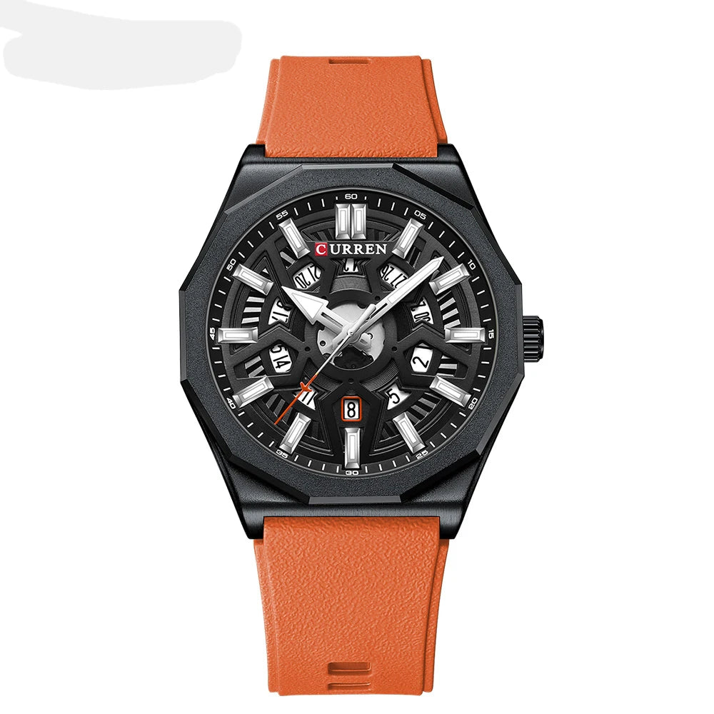Montre Homme CURREN Design Créatif Quartz Silicone Lumineux Date – Fashion Sport Élégant